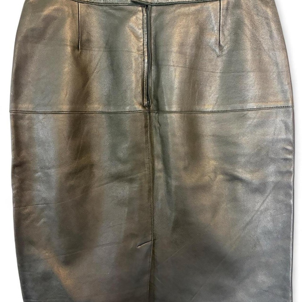 Women Skirt Genuine Leather Black Size 8 Isaac Mizrahi - Picture 2 of 5